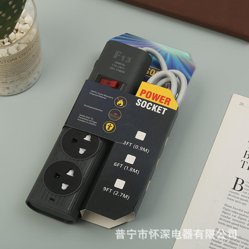 F13#南美 墨西哥外贸插排带安全门 黑白混摇头开关出口排插多功能