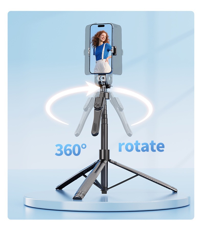 K29 Telefoon Bluetooth Afstandsbediening Statief Selfie Stick Vierassige Handheld Stabilisator Live Streaming Vloerstatief 2,15 m_voghion.com