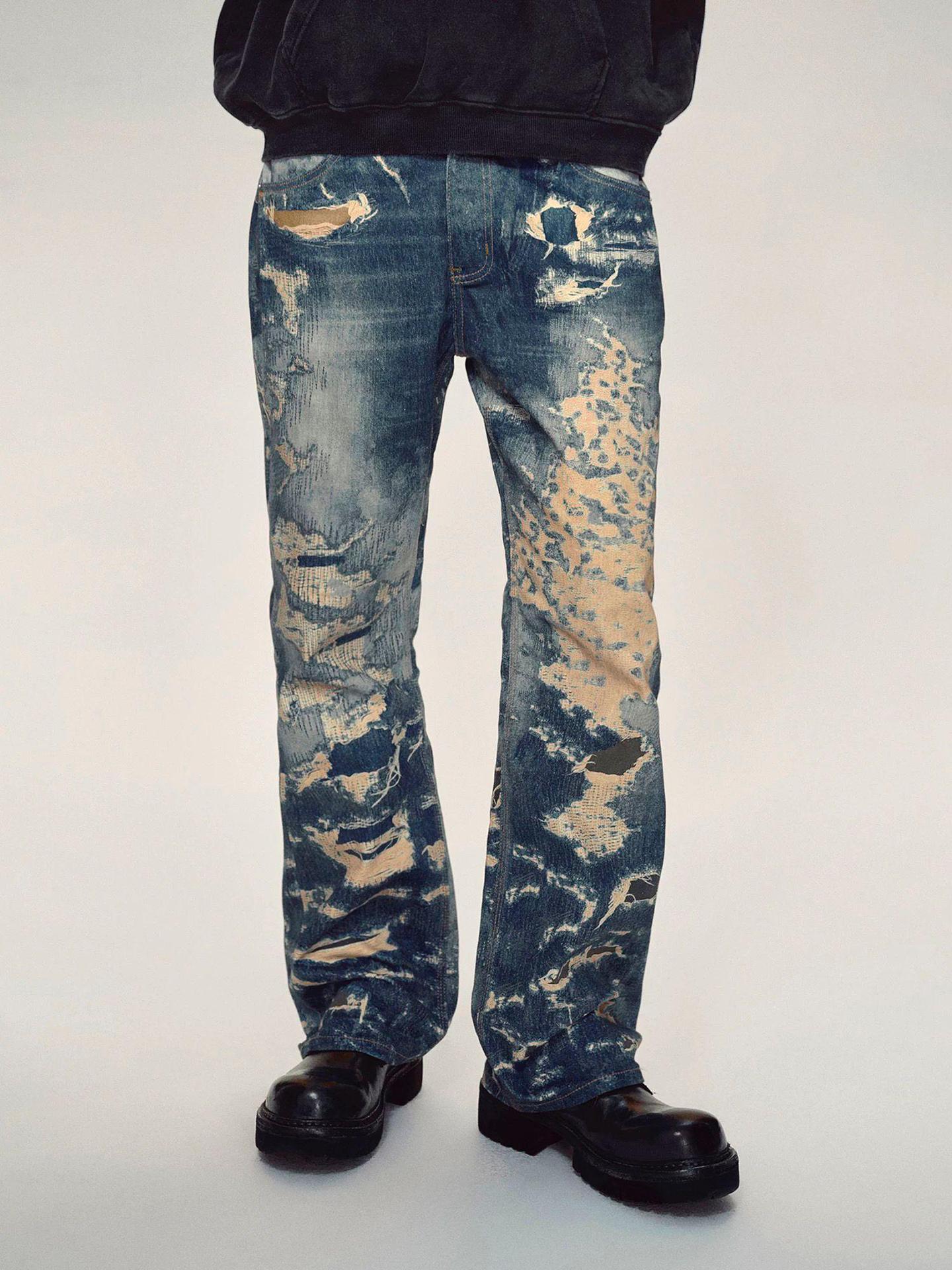 Men's Clothing Retro Jacquard Trendy Jeans For Men Loose Straight High Street Style Wide Leg Handsome Boys Casual Pants_mkmklike.com