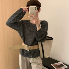 濮院工厂2025秋装新款羊毛衫圆领亮片镂空长袖薄毛衣上衣女装批发