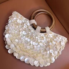 2025春夏新款高级感纯手工天然贝壳包仙女手提女包小众设计个性潮