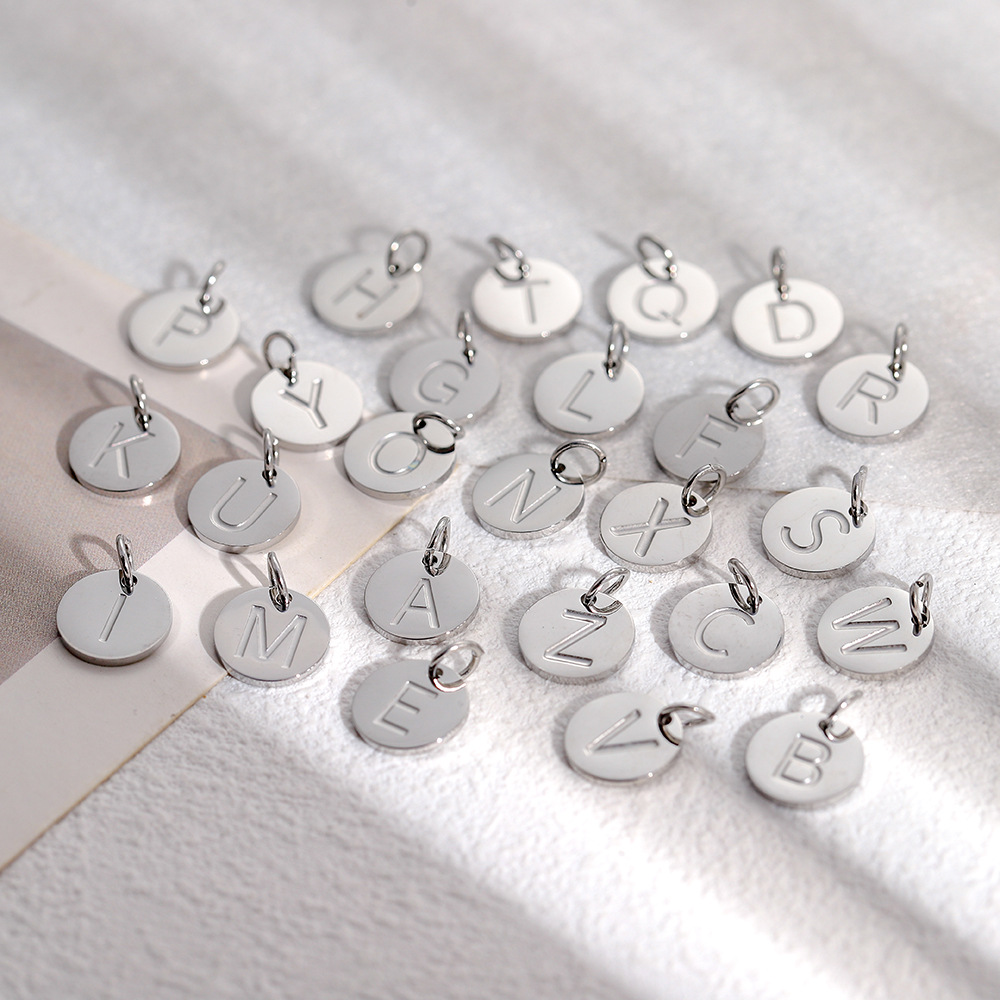 2g Weight Pendant Jewelry Making Type DIY Ornament Accessories Classification 1 Piece, 1 Set Quantity 304 Stainless Steel Material Letter Pattern All Seasons Season Plating Design Basic, Simple Style, Classic Style Style 1 Piece 1 Set 304 Stainless Steel Letter Pendant DIY Ornament Accessories 1
