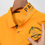 Элитная летняя шелковая футболка polo, короткий рукав, с вышивкой