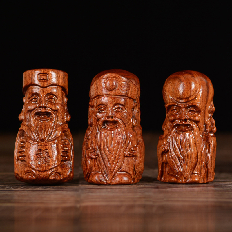 大叶黄花梨手把件精工雕刻貔貅福禄寿福猪大象佛像木质文玩小摆件