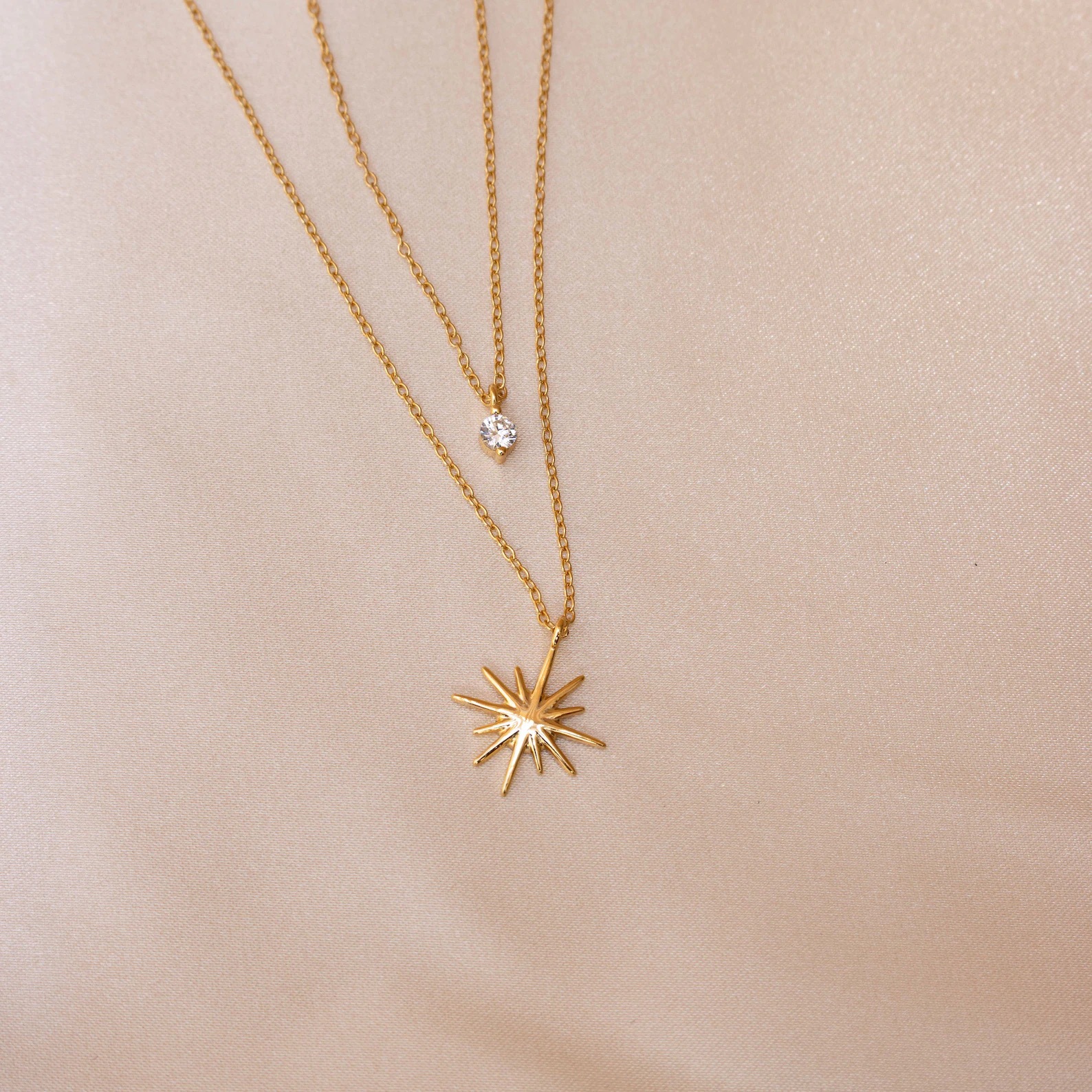 201 Stainless Steel 304 Stainless Steel Glass Simple Style Inlay Star Zircon Layered Necklaces display picture 5