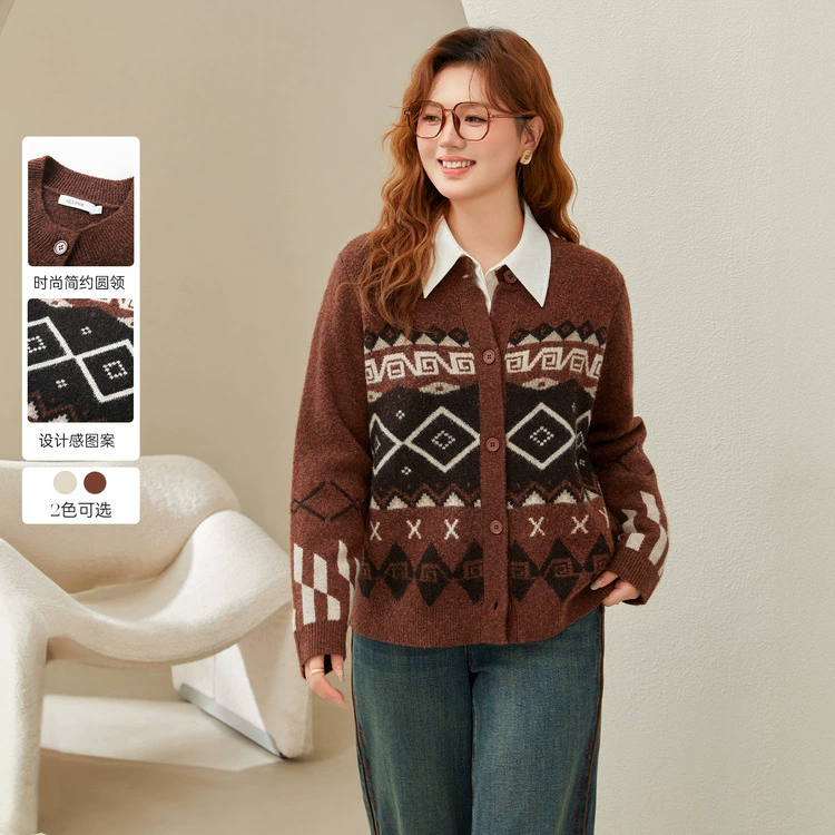 [Нишевые ленивые ретро дикие трикотажные кардиганы] Funny Show большой размер женский толстый mm2025 весенний стиль новый