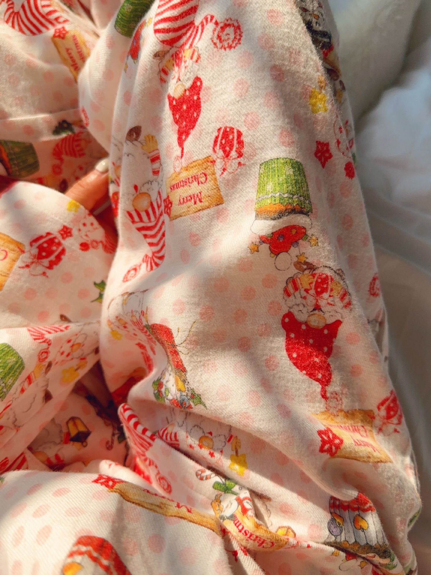 Pijamas sueltos de cereza de manzana de algodón cepillado, pantalones lindos para el hogar