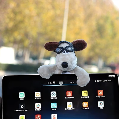 Control Screen Car Doll Car — Car ornaments - flying-mirror-dog-lying-screen-ornament