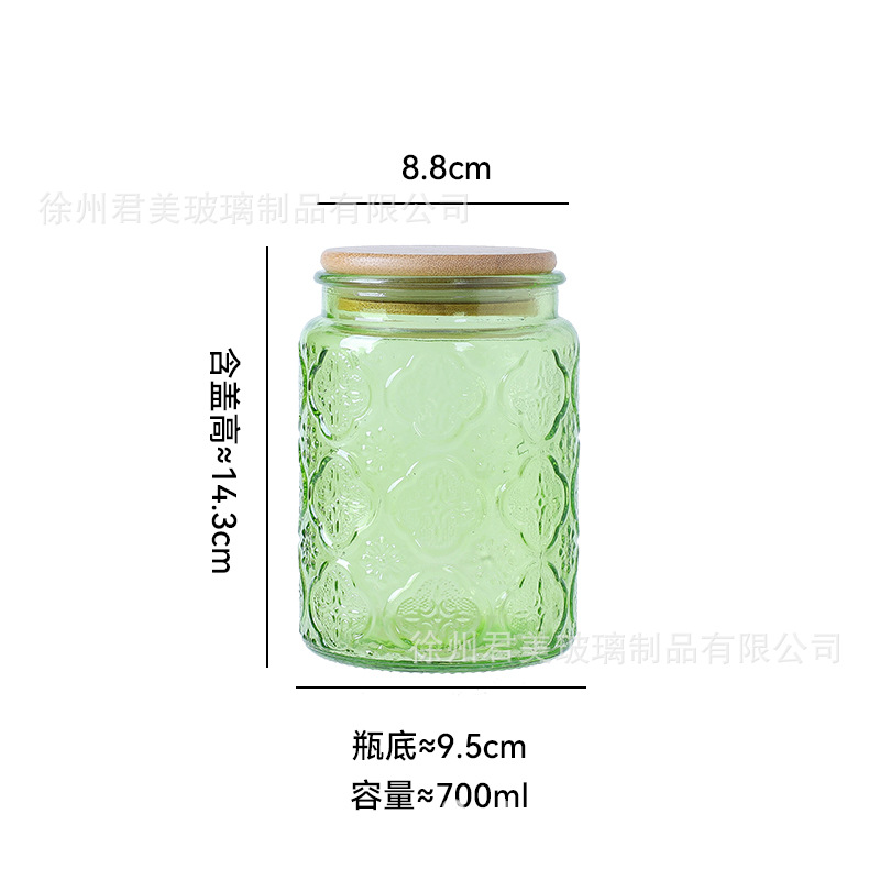 700ml tanque de almacenamiento de vidrio colorido begonia cocina casera granos de café té granos de granos latas de sellado al por mayor