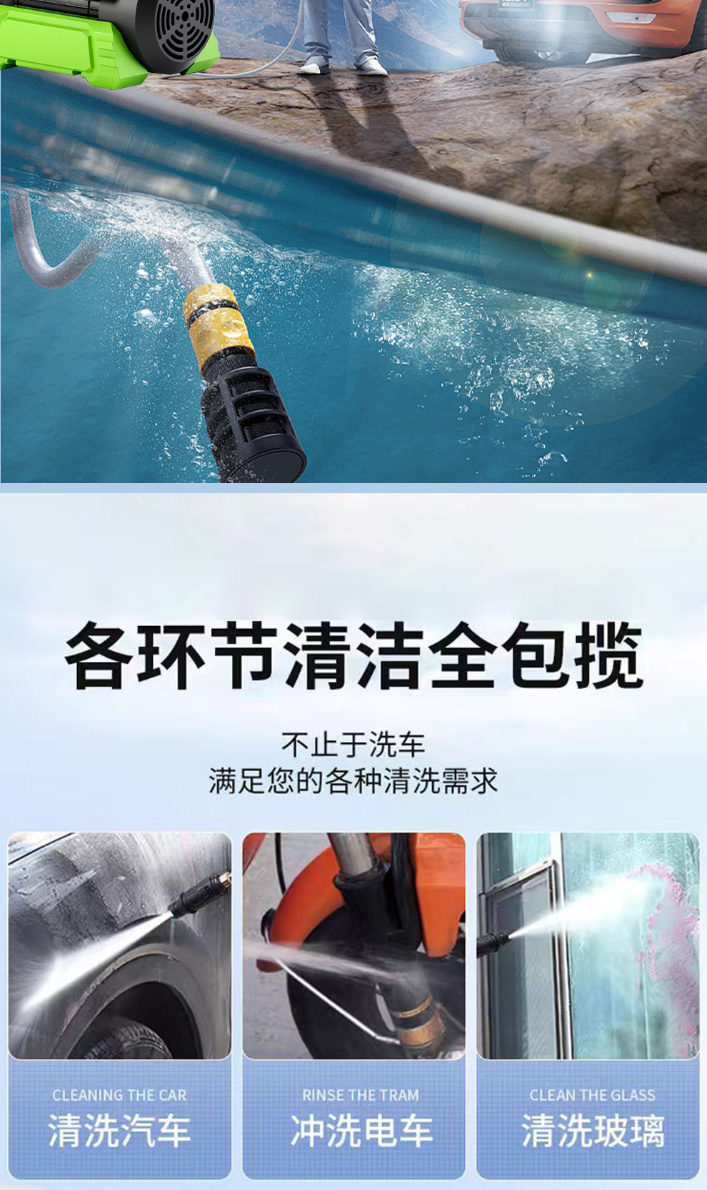 Fully Automatic High-Pressure Cleaning Machine, Portable and Effortless Household Cleaning Machine, High-Power High-Pressure Car Washing Machine