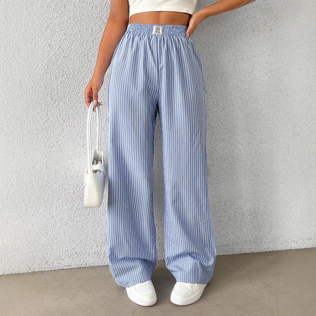 Women's Striped Wide Leg Trousers High Waist Casual Street Fashion Loose Fit American Style 2026 Hot Selling_ecoleips.com