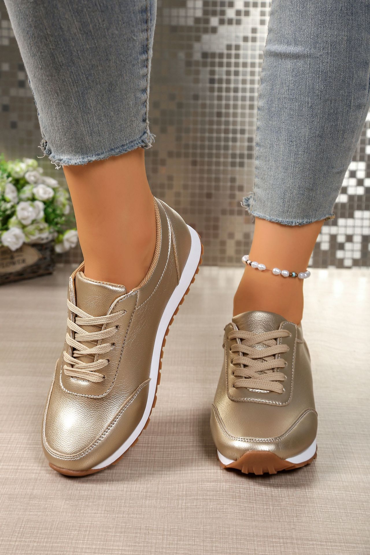 Women's Plus Size Comfortable Round Toe Lace-Up Thick Sole Sports Shoes Casual Running Shoe Summer_vogvips.com