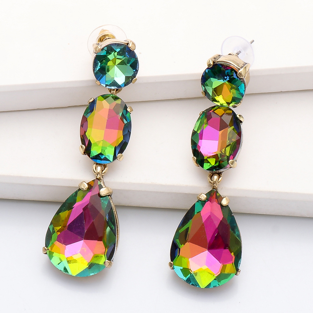Fashion Drop-shaped Colorful Diamond Earrings display picture 8
