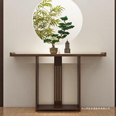新中式禅意实木玄关桌家用入户仿古玄关台窄桌酒店走廊装饰玄
