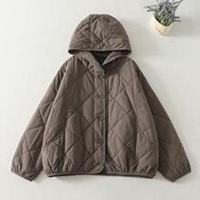 日系原单美拉德元气满满菱格棉服码夹棉连帽面包服女