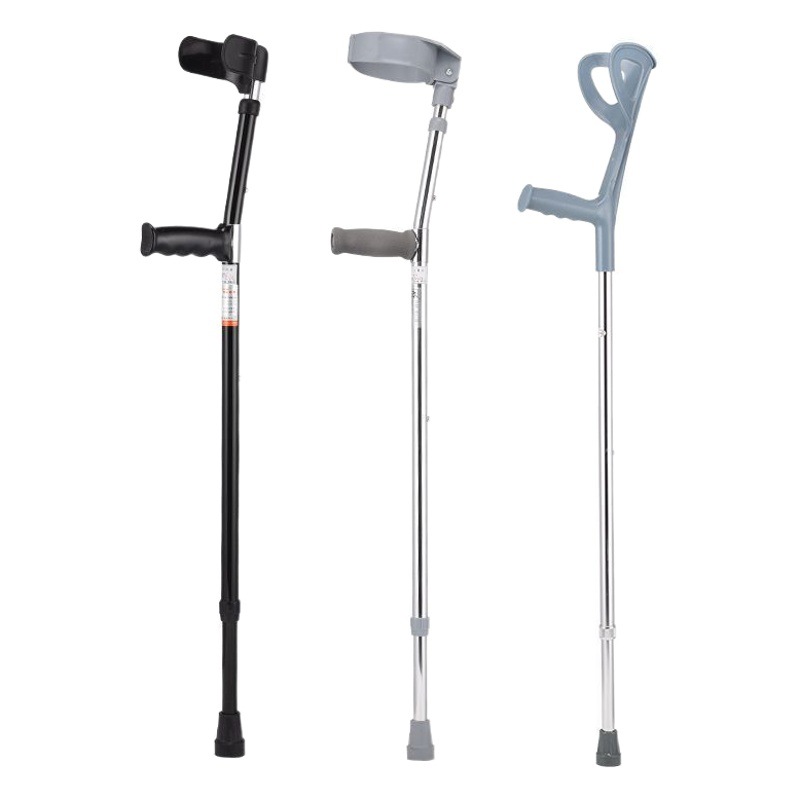 Muleta de codo retráctil - Brazos de acero inoxidable y aleación de aluminio, antideslizante, ayuda para caminar y rehabilitación