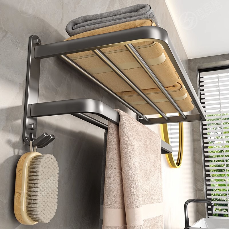 Factory supply bathroom non-perforated towel bar towel rack bathroom space aluminum kitchen and bathroom pendant rack Factory supply bathroom non-perforated towel bar towel rack bathroom space aluminum kitchen and bathroom pendant rack