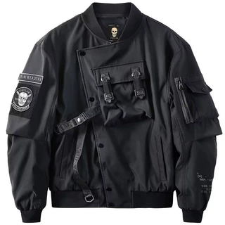 春秋季美式重磅飞行员夹克男大码机能外套工装韩版潮流棒球服潮牌