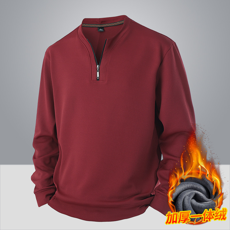 Cross-Border Wholesale Half-Zip Shirt, Sweatshirt, Knitted Pullover, Large Size Men's Autumn and Winter Bottoming Shirt, Soft Knitted Shirt Available