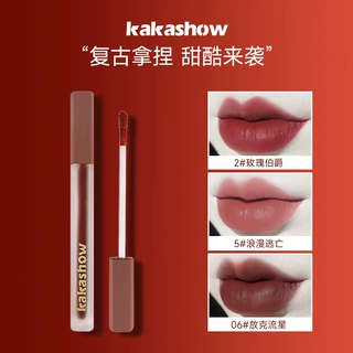 kakashow粉缎唇釉雾面哑光丝绒不易沾杯持久不掉色唇泥口红化妆品