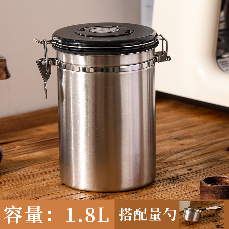 コーヒー豆、コーヒー粉、乾物用密封容器、304ステンレス鋼製排気バルブ付き密封保存容器、鮮度保持容器|undefined