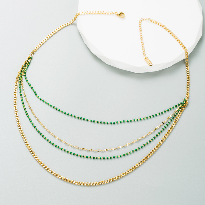 Ethnic Style Geometric Titanium Steel Gold Plated Layered Necklaces 1 Set