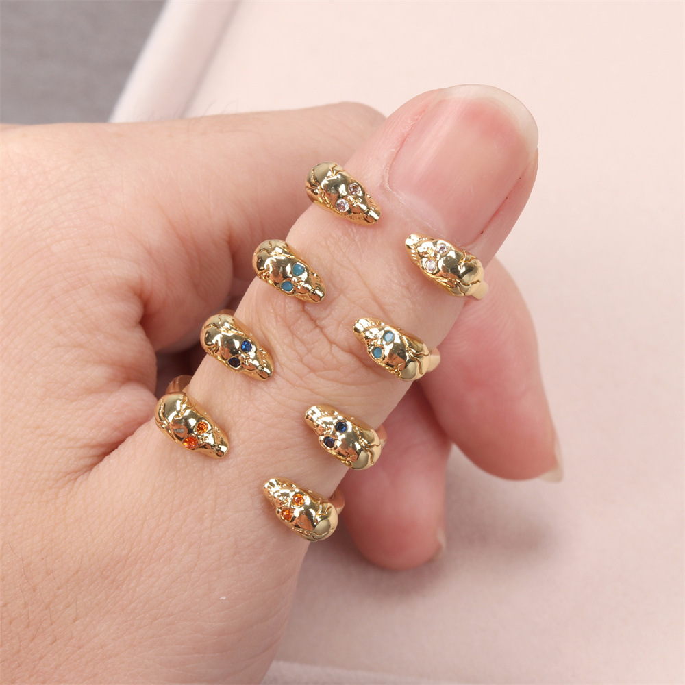 European and American cross-border micro-inlaid color zirconium open skull personality adjustable ri