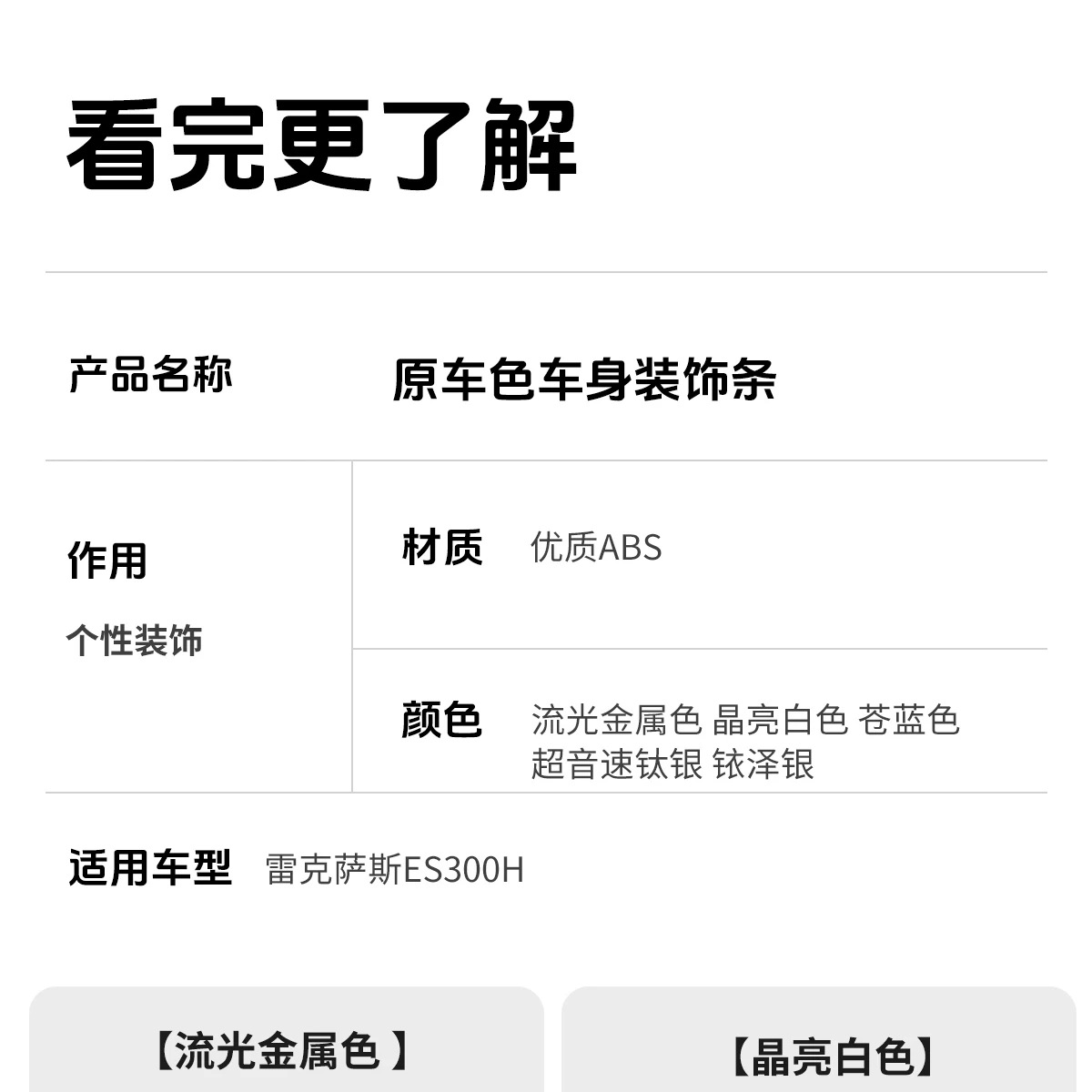Suitable for Lexus ES300h body trim, door decoration, original car modification, waistline, and exterior accessories