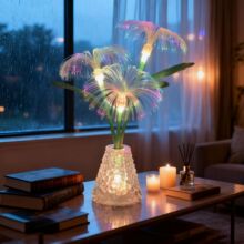 新款光纤灯室内桌面布置氛围小夜灯发光摆件七彩浪漫网红水母灯