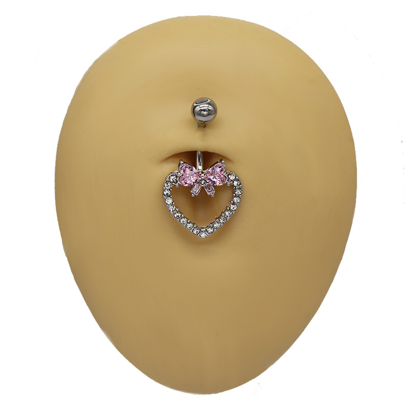 Piercing ombelico con strass a cuore e fiocco_voghion.com