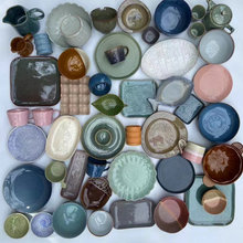 外贸库存莫兰迪复古粗陶窑变陶瓷杂件餐具碗盘碟杯日用批发地摊古