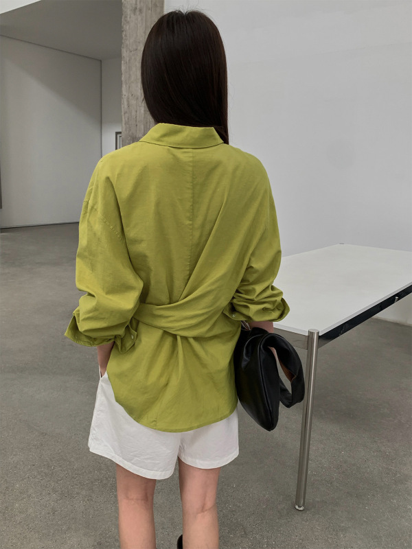 TG 気質多用途ストラップウエスト痩身シャツ女性のための 2025 秋の新しい快適なドレープ薄いトップ 25578|undefined