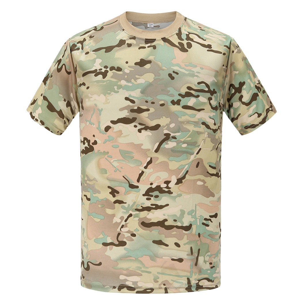 Sports Outdoor Camouflage Clothing Physical Fitness Clothing Round Neck Shirt Training Clothing Mesh Breathable Quick-Drying Clothing Men's T-Shirt Short Sleeves