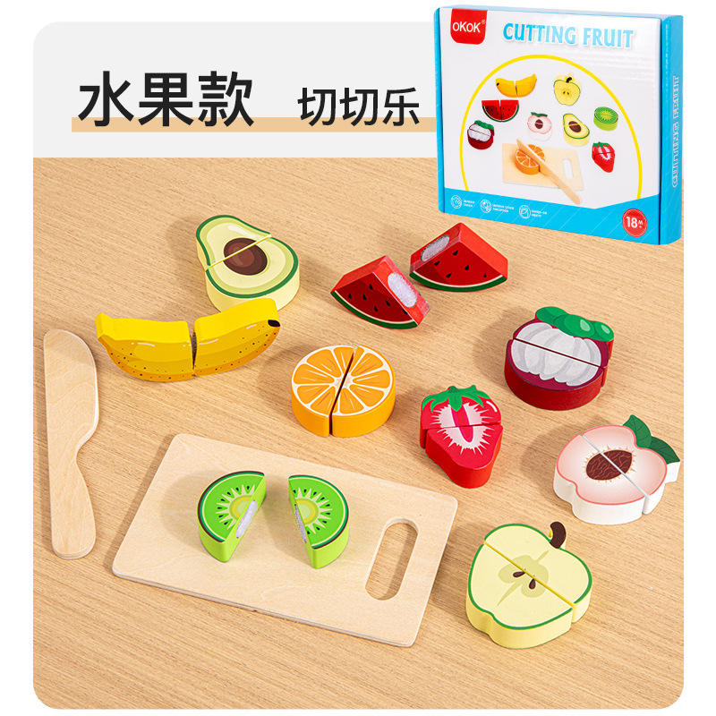 Chechele Fruit Juguetes para niños Cocina de madera Puzzle para bebés Educación temprana Juegos de casas Corte de verduras Simulación de madera