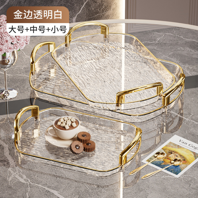ハンドル付き軽量高級プラスチックトレイ、ハイエンド家庭用ティートレイ、ディナープレート、業務用レストランの厚みのある大きなプレート|undefined