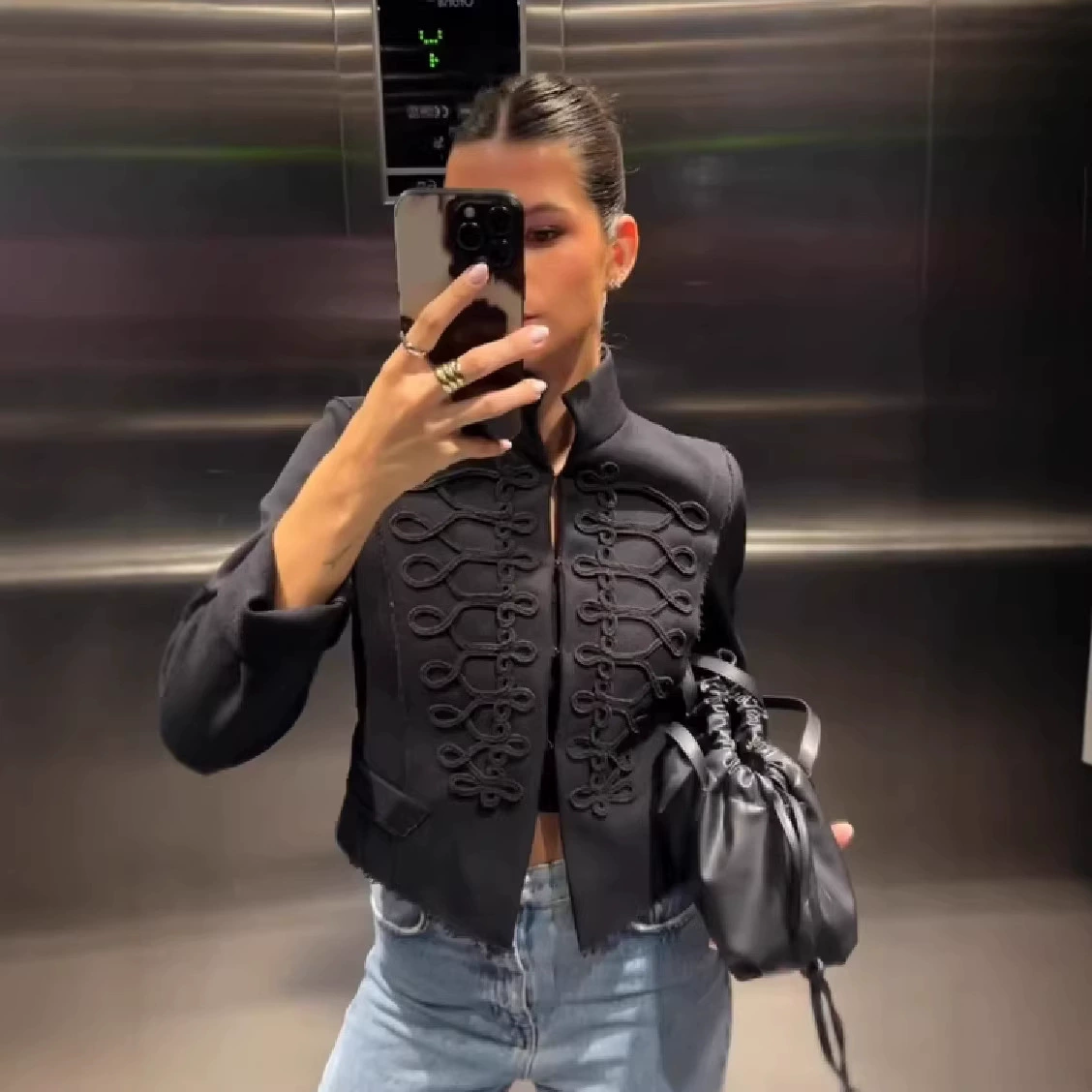 跨境速卖通2026春季新款个性复古立领盘扣短款新中式外套女