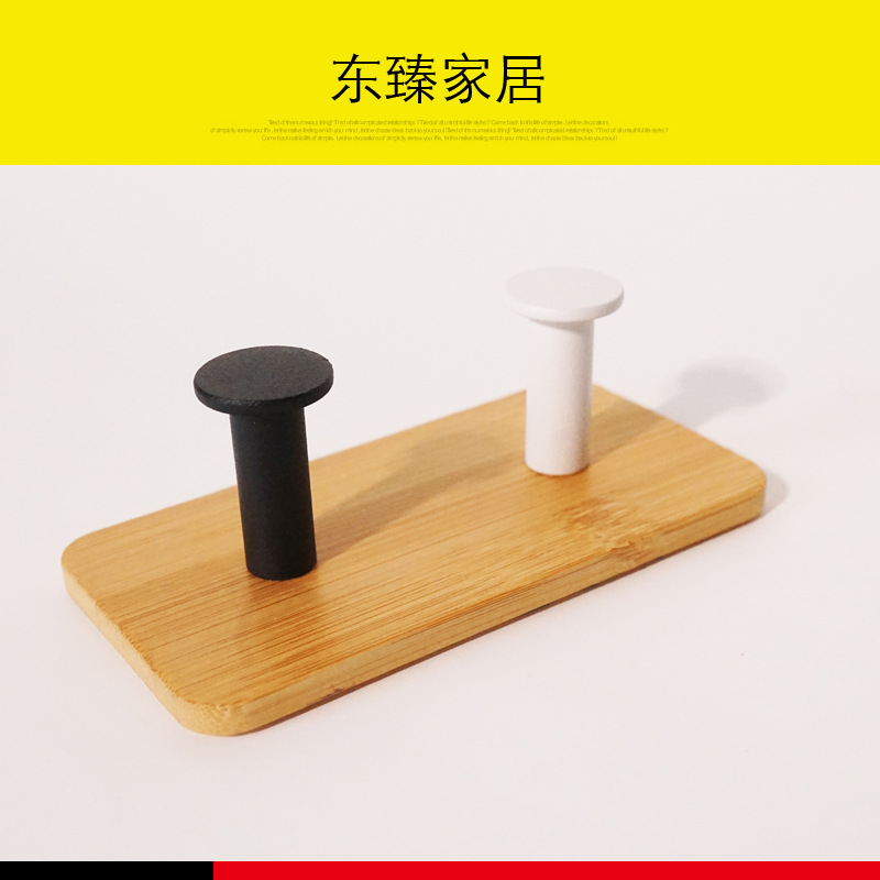 Fábrica al por mayor nórdica creativa ropa de madera sólida gancho ponche libre de bambú cocina y baño ropa de entrada sombrero fuerte gancho pegajoso gancho