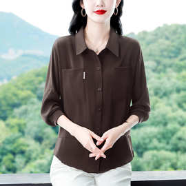 时尚洋气长袖衬衫女新款宽松遮肚子显瘦衬衣气质上衣