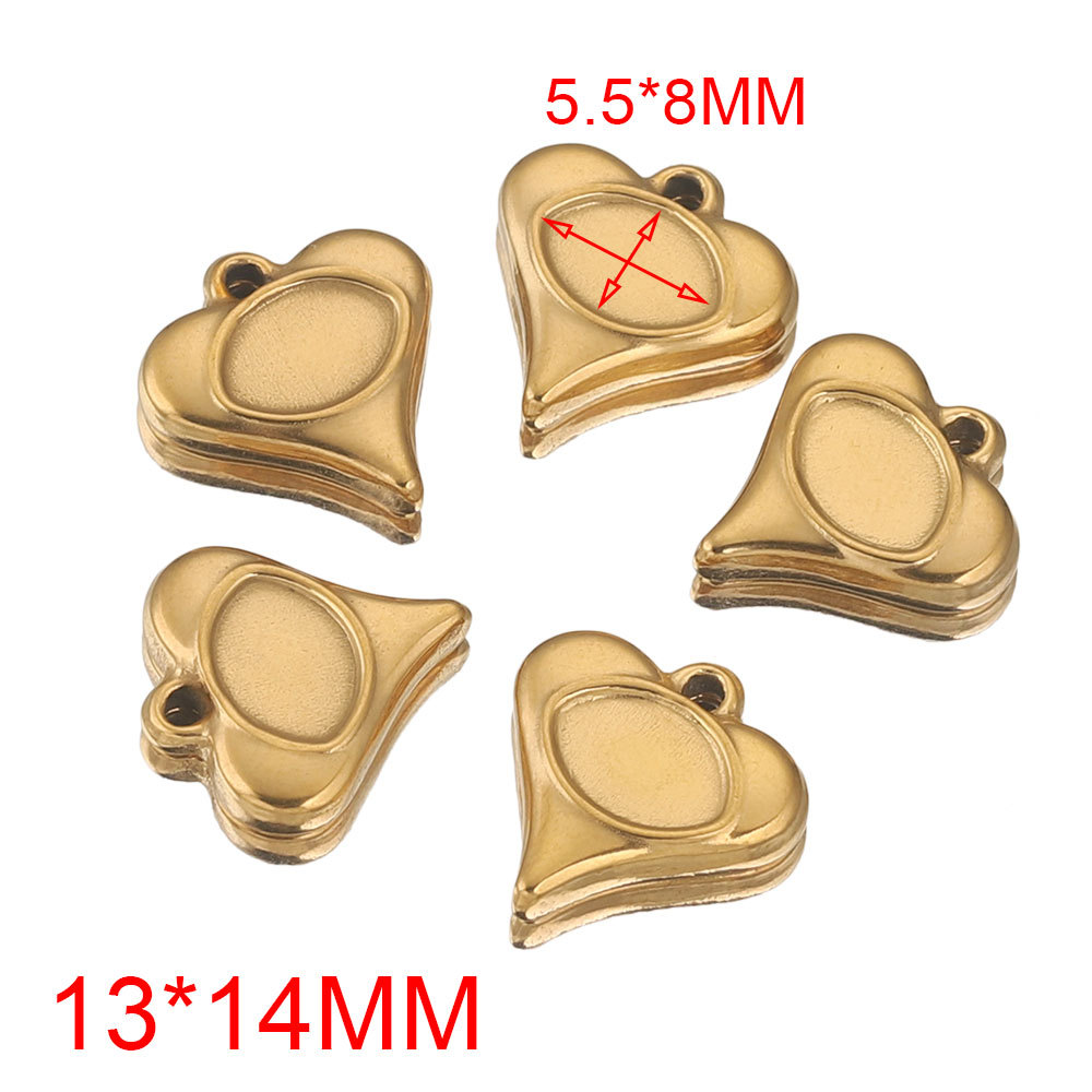 304 Stainless Steel Material 1 Piece 304 Stainless Steel PVD Coated Real Gold Plated Heart Shape Pendant Charms