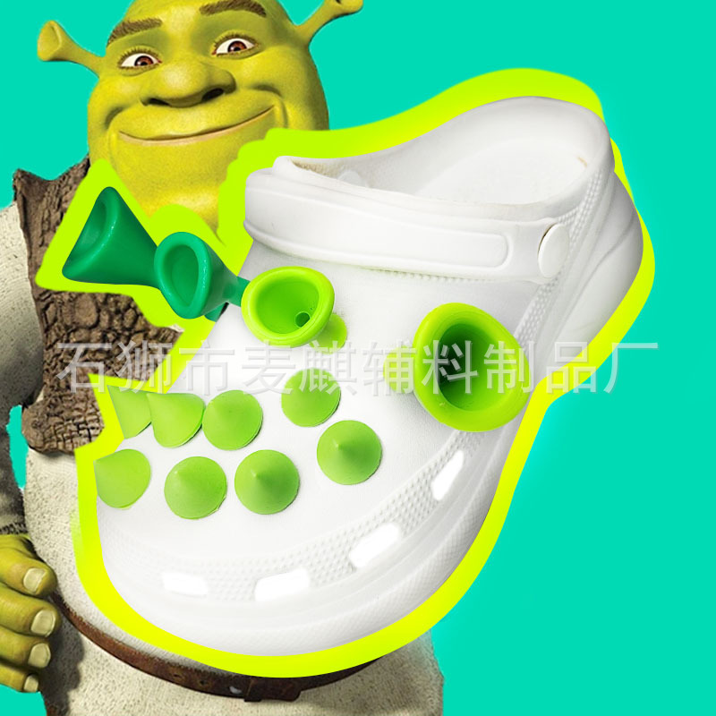 Monster Shrek Ears Shoes Flower Hole Shoes Shoe Buckle Accessories Stereo Ears Popular Same Style DIY Shoe Accessories