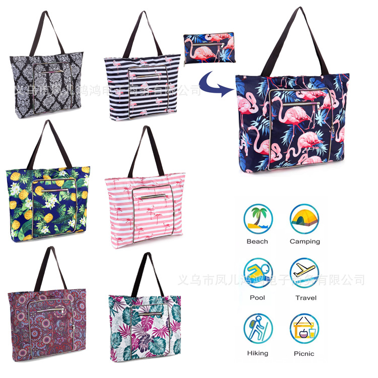 Venta caliente transfronteriza Bolsos de mujer europeos Bolsos de playa populares Bolsos plegables multifuncionales Bolsos de playa de viaje