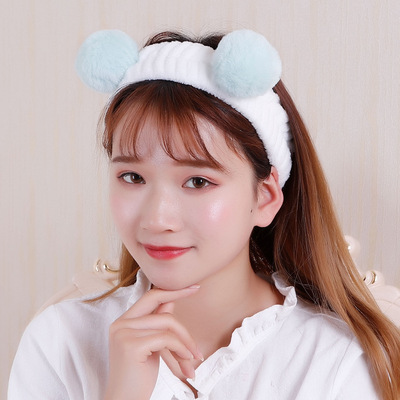 Korean Edition new pattern Hair ball Hair band motion Makeup Wash one's face cosmetology Scarf Headband Sweet Cute Bear Hair hoop