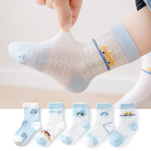 New spring and summer thin children's cotton socks cute cartoon mesh middle-length children's socks men's and women's baby socks wholesale