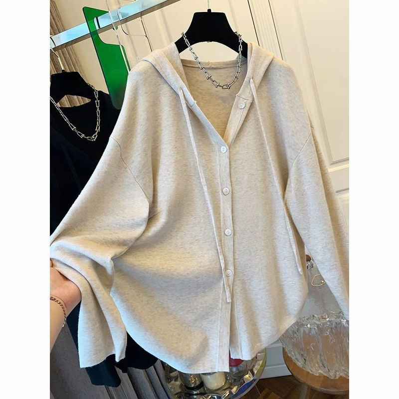 Plus-size casual style single-breasted hooded cardigan sweatshirt for women, new autumn 2026 collection