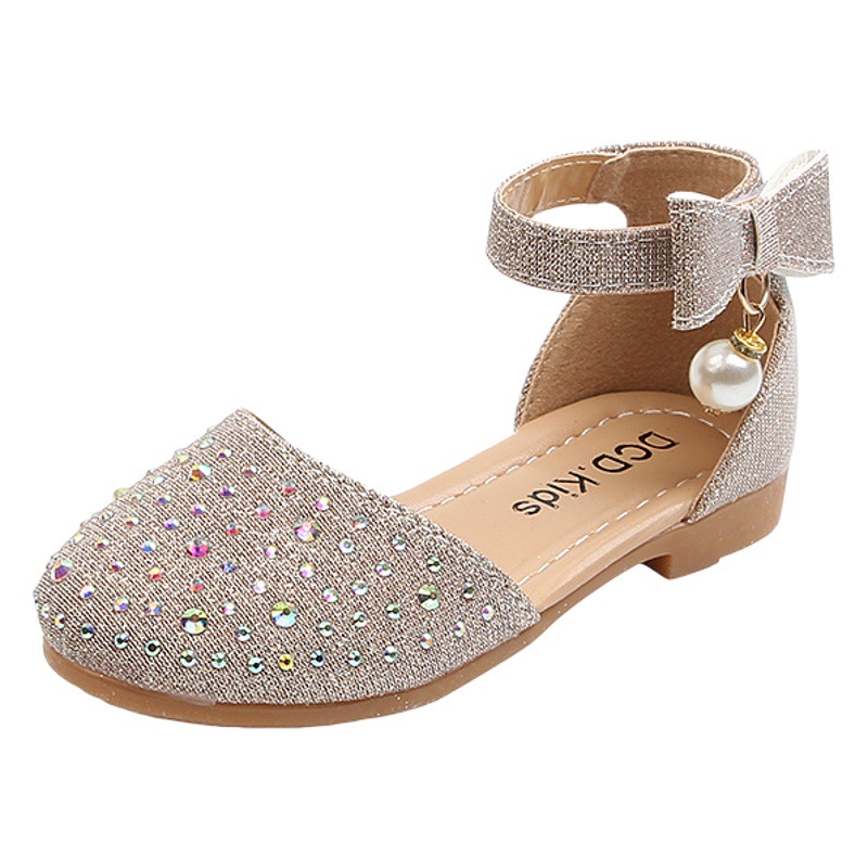 Zapatos de cuero para niños 2021 primavera nuevo estilo coreano Zapatos de una sola capa para niñas Pearl Rhinestone zapatos de princesa lindos para niños pequeños