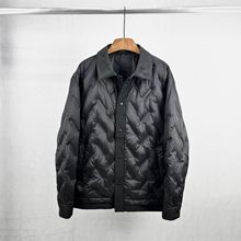 现货  2024冬装新款休闲百搭拼接翻领男士时尚衬衫轻薄羽绒服外套
