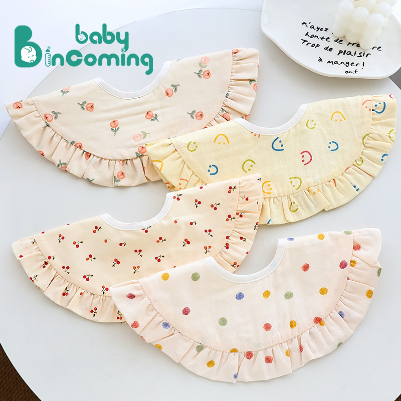 Ins Princess Bib Newborn Bib Ruffled Waterproof Anti-Dirty Baby Bib Rotatable Baby Saliva Towel