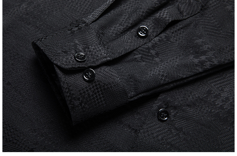 Áo sơ mi nam dài tay lụa tơ tằm cao cấp họa tiết jacquard không cần ủi — CS13 trắng chi tiết 20