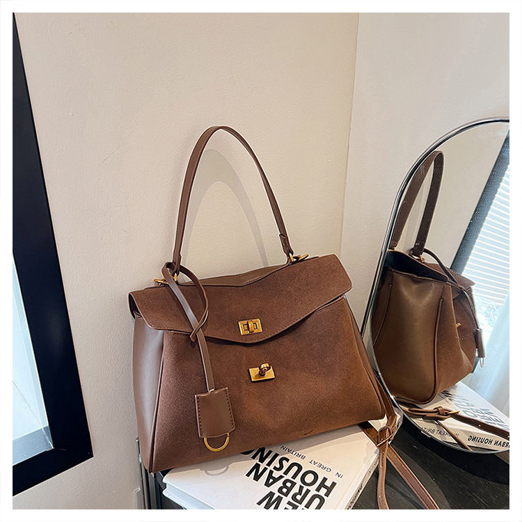Business Commuter Women's Handbag New Frosted Leather Tote Bag Unisex Large Handbag Shoulder And Crossbody Bag - Thumbnail 6