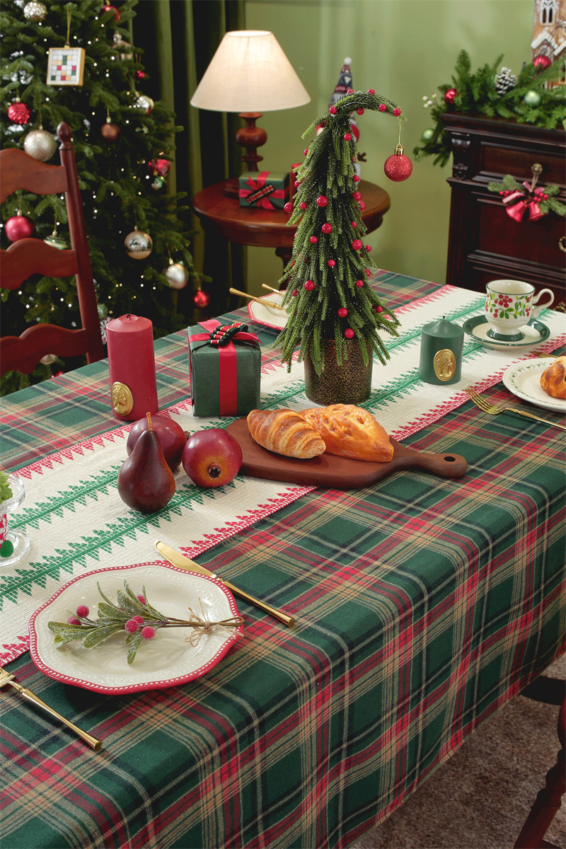Runner a quadri patchwork per il commercio estero transfrontaliero, tovaglia da caffè con decorazioni natalizie, copritavolo da pranzo,_voghion.com
